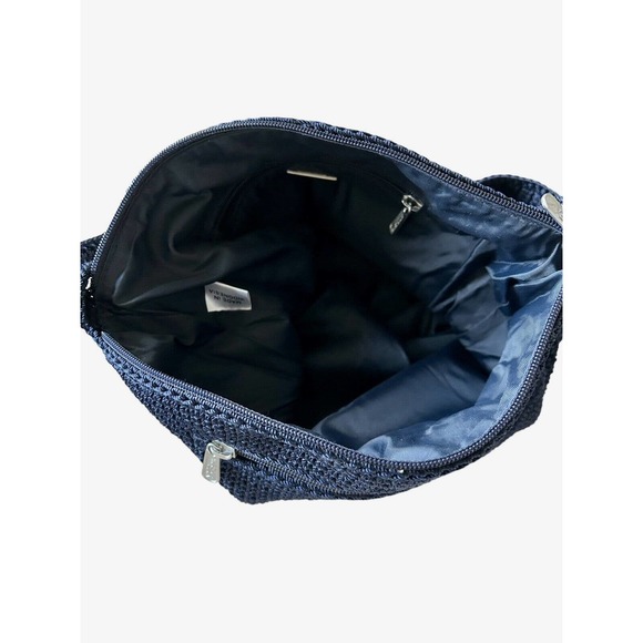 The Sak‎ Navy Purse Crocheted Knit Woven Blue Crossbody Bag Zip Closure EUC - Picture 4 of 8